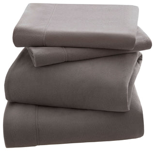 Peak Performance Knitted Micro Fleece Solid Sheet Set, Gray, Full