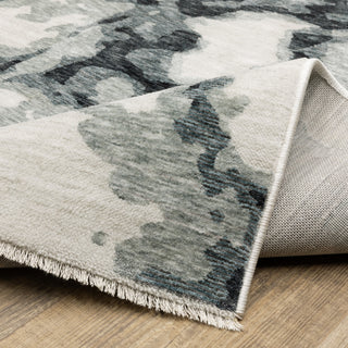 Easely Modern Abstract Elements Blue/ Ivory Area Rug, 5'3" x 7'6"