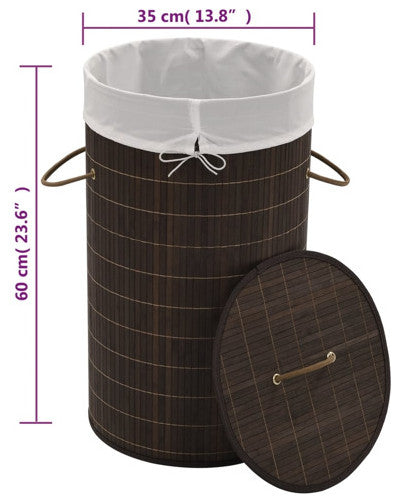 vidaXL Laundry Basket Laundry Hamper Dirty Clothes Basket Round Dark Brown