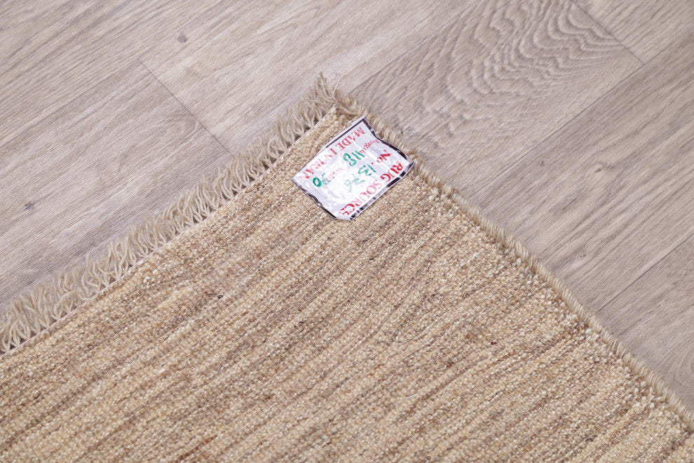 Gabbeh Solid Rustic Hand-Knotted Persian Oriental Area Rug, Beige, 3'10"x2'11
