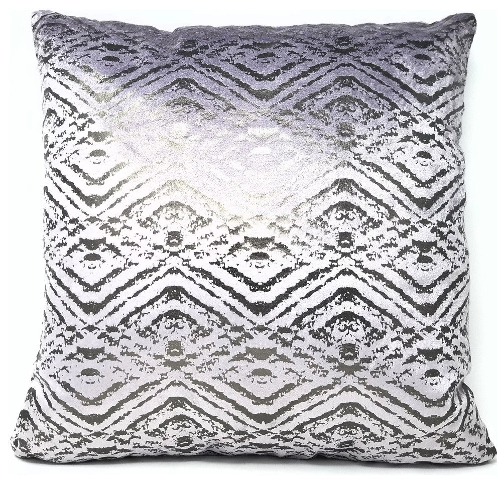 PRINCESS PILLOWS, 16 X 16 INCHES, Velvet Metallic Lavender Silver FOIL