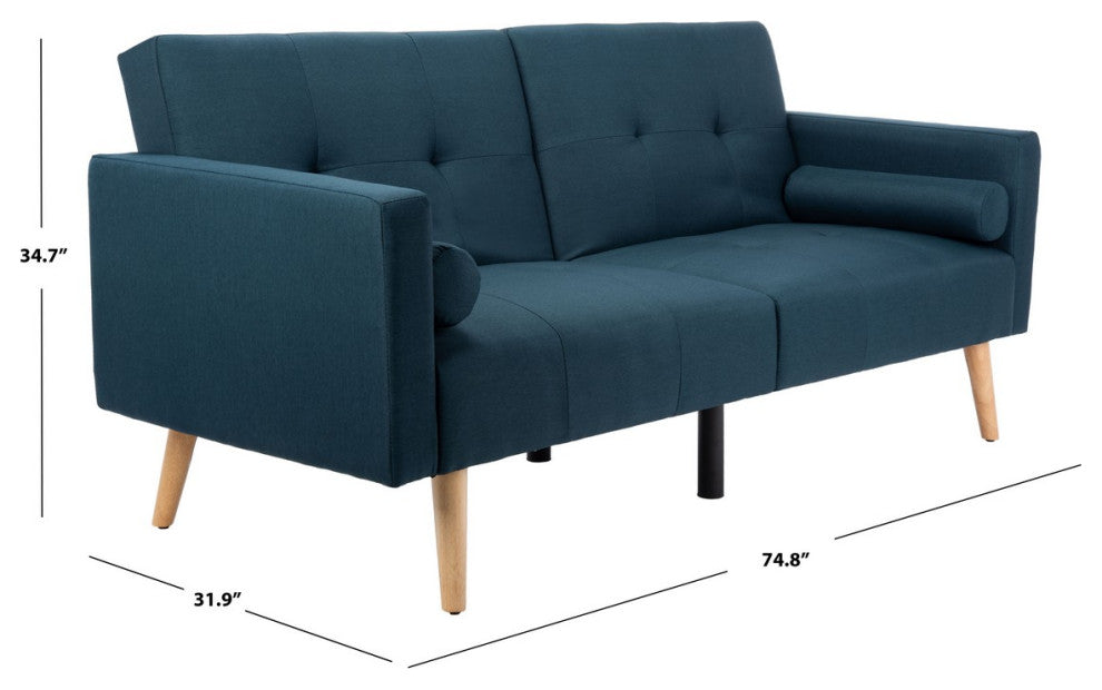 Safavieh Murray Foldable Futon W Pillow, Navy/Natural