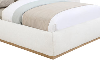 Vaughn Bed, Cream, Full, Boucle Fabric, Natural Finish