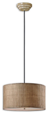 Uttermost 21933 Dafina Coastal Casual 22"W Drum Pendant - Antiqued Burlap Weave