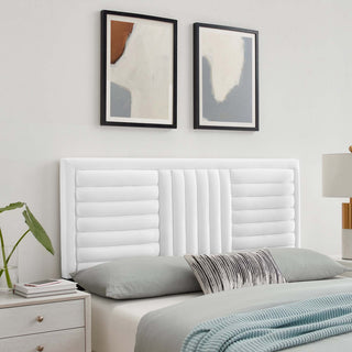 Believe Channel Tufted Performance Velvet Twin Headboard, White
