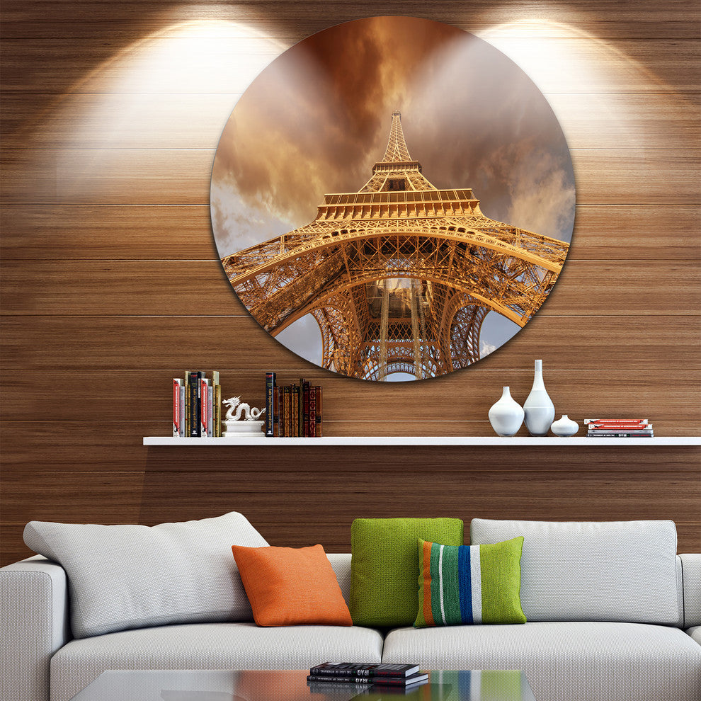 Beautiful View Of Paris Eiffel Tower In Paris, Round Wall Art, 36"