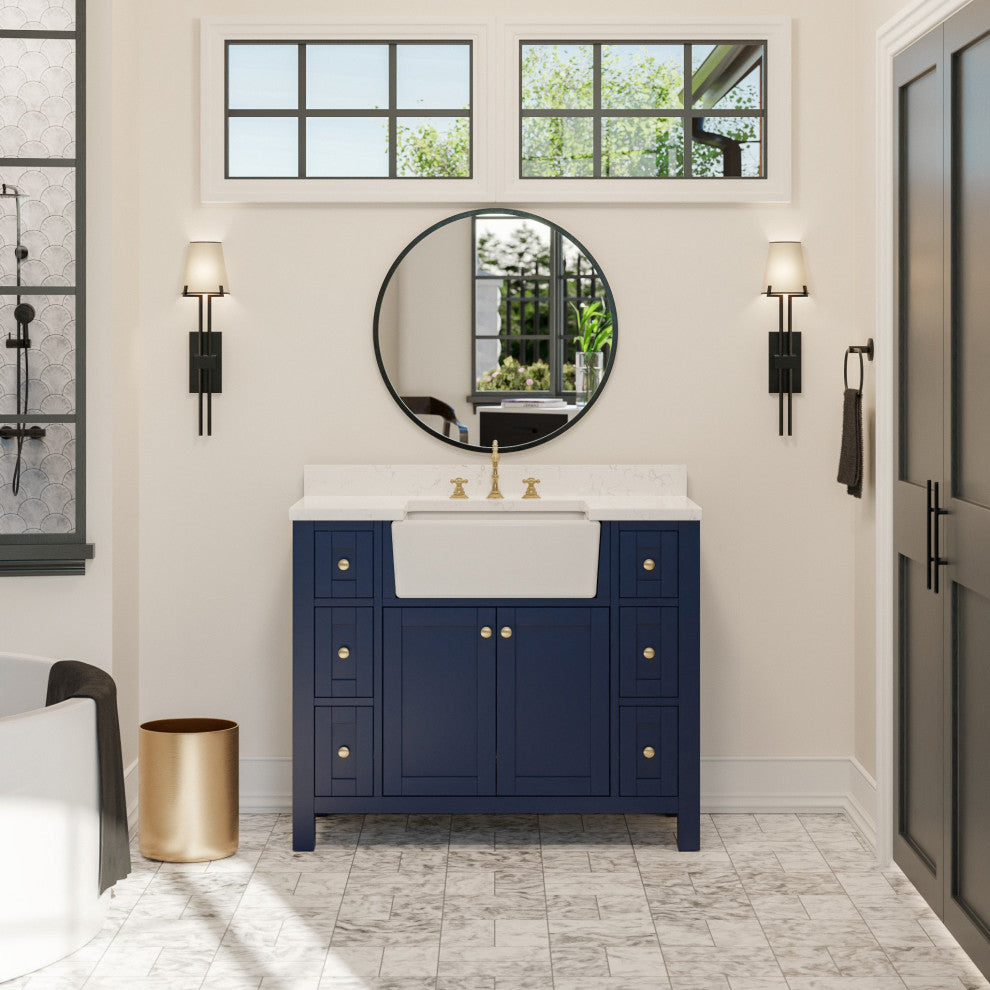 Yorkshire 42" Bathroom Vanity, Royal Blue, Engineered Marble