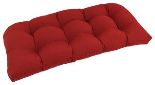 42"x19" U-Shaped Twill Tufted Settee/Bench Cushion, Ruby Red
