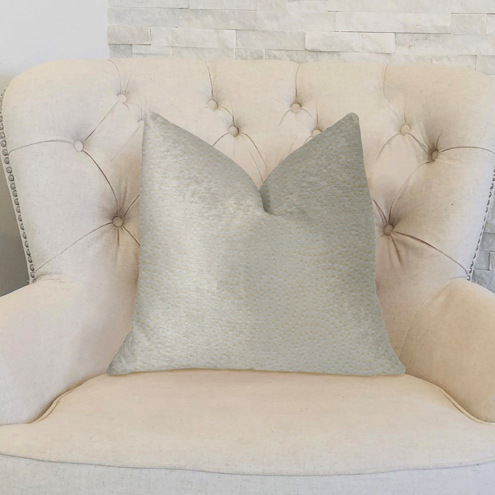 White Dove White Artificial Leather Luxury Throw Pillow, 22"x22"