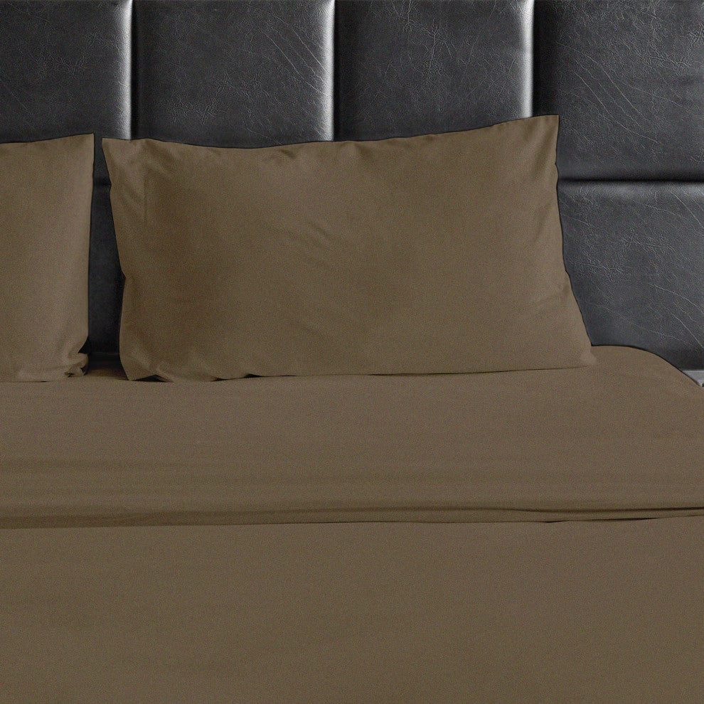Bluff City Bedding, 1800 Thread Count 4-Piece Set, Taupe, Queen