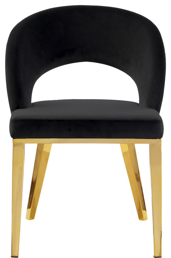 Roberto Velvet Upholstered Dining Chair, Black, Gold