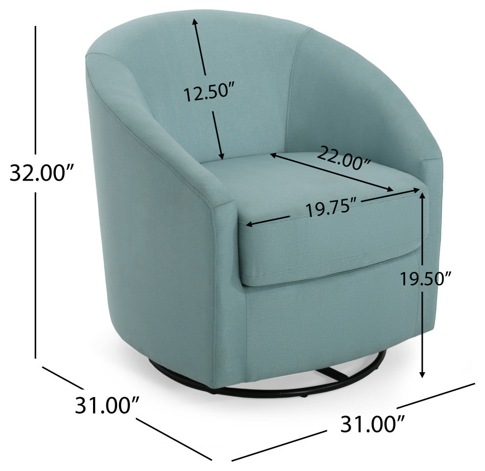 Edmond Contemporary Indoor Swivel Gliding Chair, Light Blue