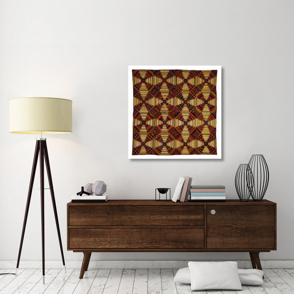 "Quilt, 'Log Cabin' Pattern, 'Pineapple' variation" Paper Art, 38"x38"
