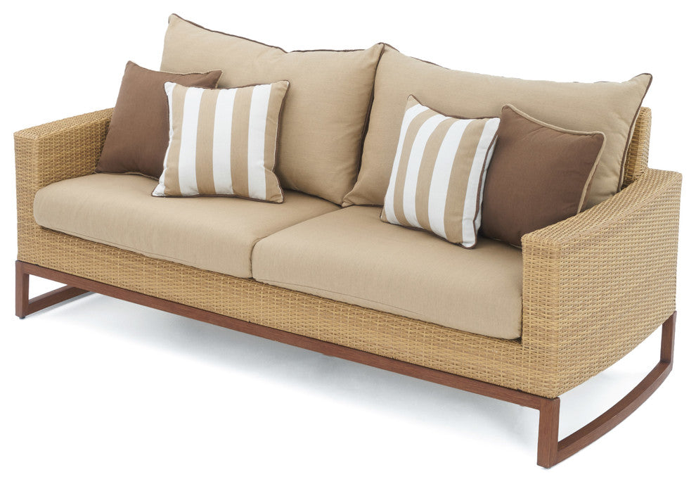 Milea 6 Piece Sunbrella Outdoor Patio Sofa Sectional, Maxim Beige