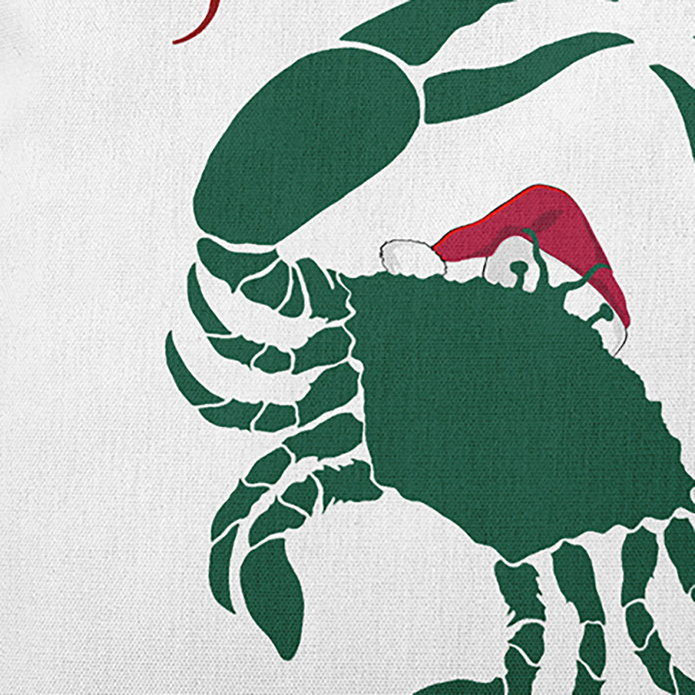 Santa Claws Crab Accent Pillow, Forest Green, 14"x20"