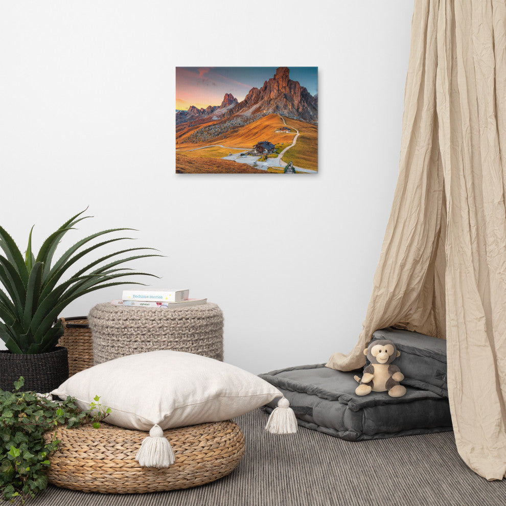 Sunset and Alpine Mountain Pass Landscape Photo Canvas Wall Art Print, 18" X 24"