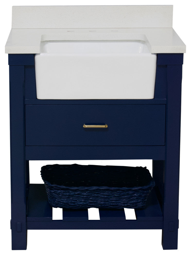 Charlotte 30" Bathroom Vanity, Royal Blue, Quartz