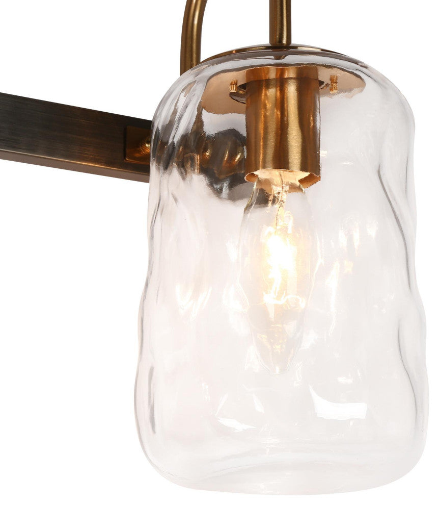 LNC Matte Black and Polished Gold Mason Jar Modern Wall Sconces, 3 Lights
