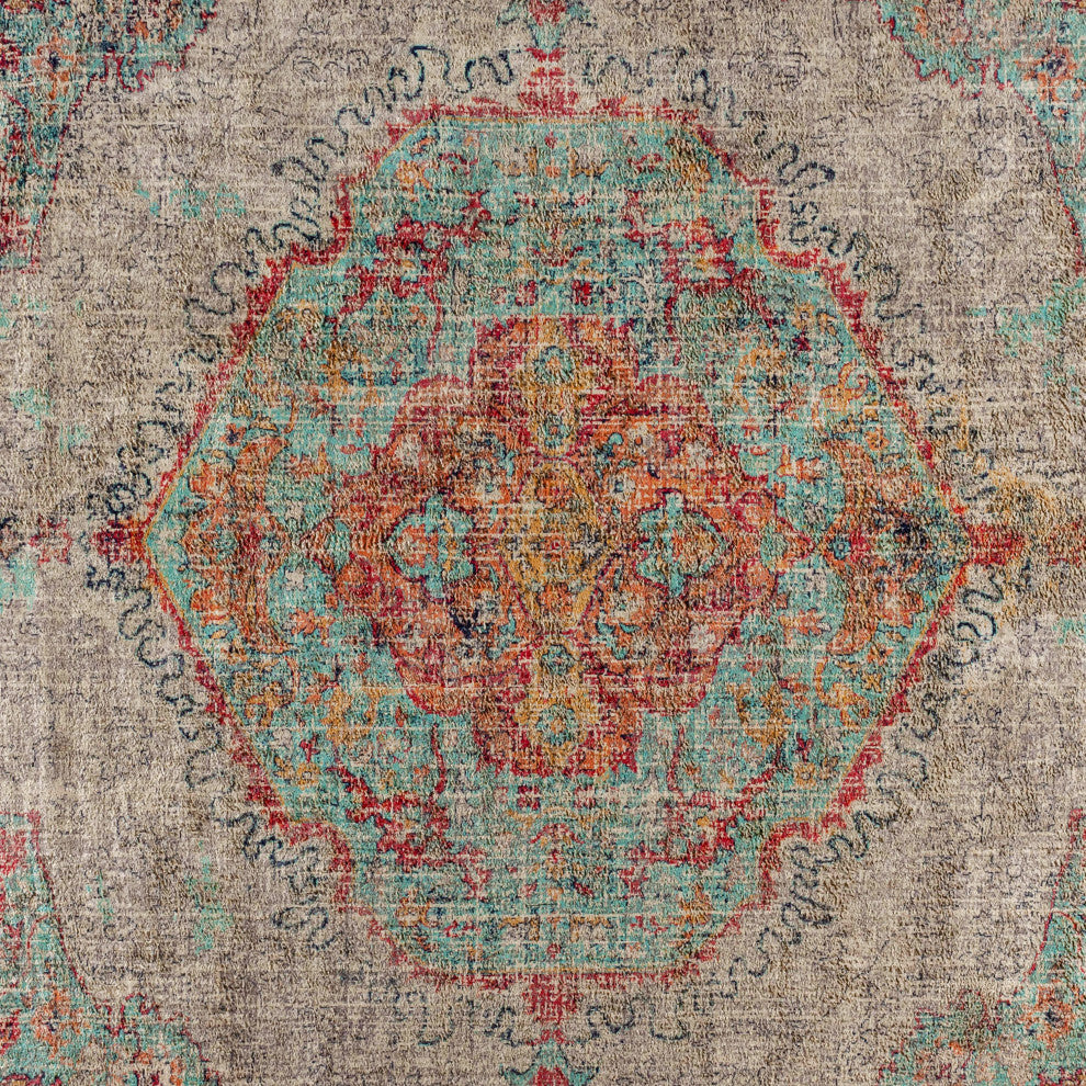 Distressed Medallion Area Rug, 8' X 10'