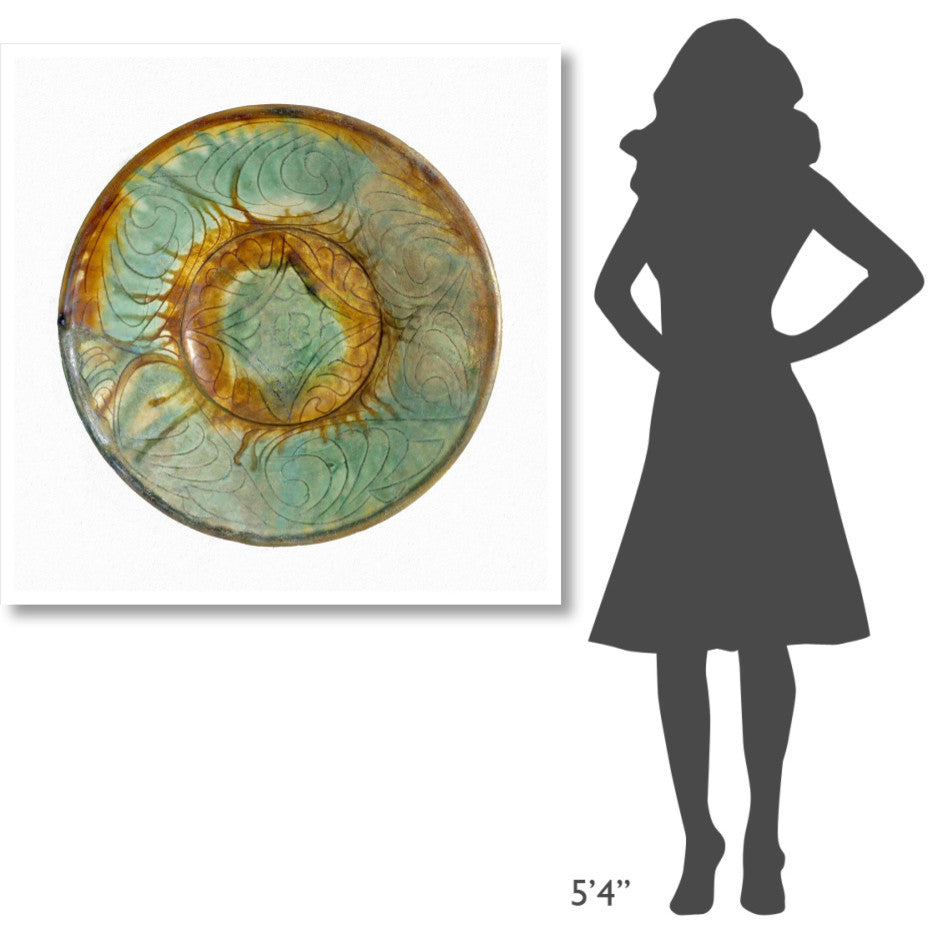 "Green and Brown Bowl" Print 10th Century Persian Artisan, 42"x42"