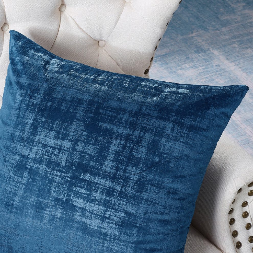 Velvet 2 Piece Euro Pillow Cover Set, Majolica Blue, 2 Piece, 26"x26"
