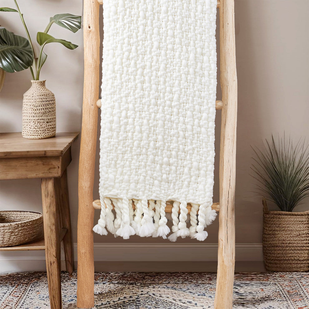 Basket Weave Knit Throw Blanket