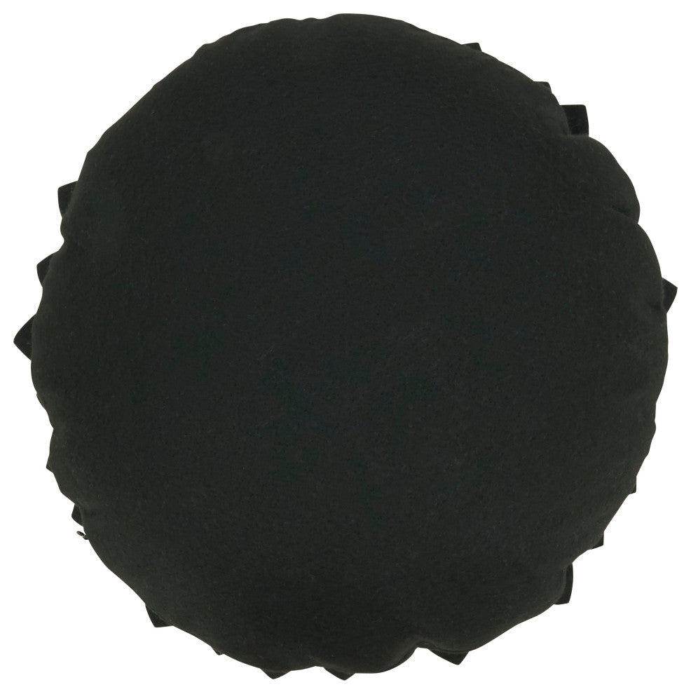 Felt Flower Design Throw Pillow, 13"x13", Black