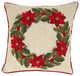 Poinsettia Wreath Design Down-Filled Throw Pillow, 16"x16", Multi