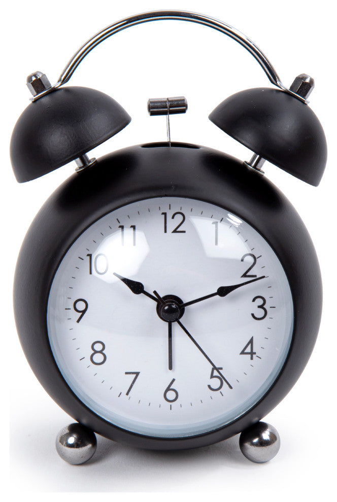 Classic Round Bell Alarm Clock, 3.5"x5.25", Black