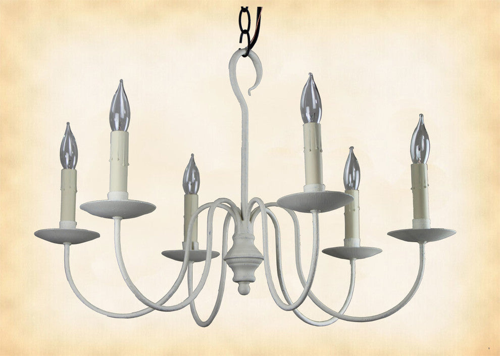 6 Arm "WILCOX" FARMHOUSE CHANDELIER, Handcrafted Colonial Metal USA