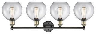 Athens 4-Light 35" Bath Vanity Light, Black Antique Brass, Clear