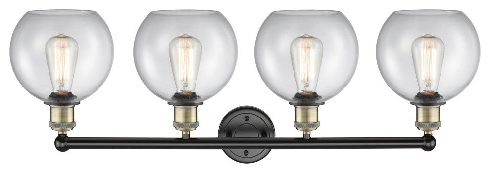 Athens 4-Light 35" Bath Vanity Light, Black Antique Brass, Clear