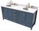 Cambridge Midnight Blue 73" Double Oval Sink Vanity With White Quartz Countertop