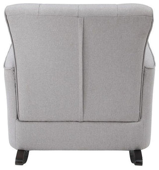 Upholstered Rocking Chair with Square Armrest in Light Gray