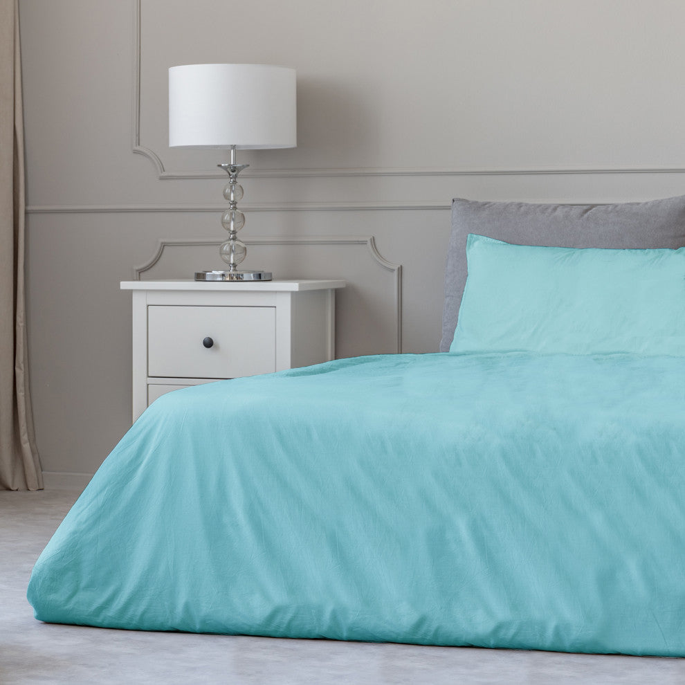 Egyptian Cotton Feel Cool Soft, 4-Piece Sheet, Deep Pockets, Aqua, Queen