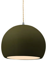 Radiance Medium Globe Pendant, Matte Green Frame, Brushed Nickel, LED, Cord
