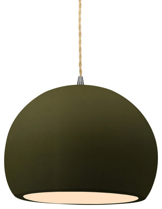 Radiance Medium Globe Pendant, Matte Green Frame, Brushed Nickel, LED, Cord