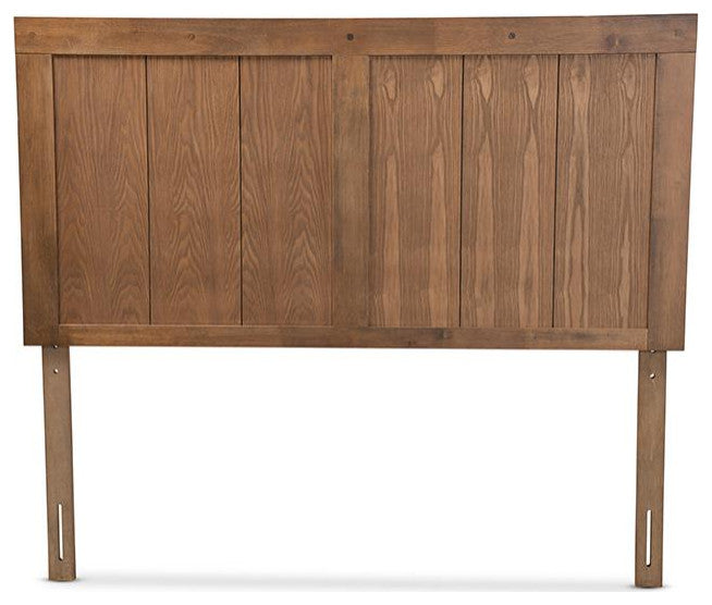 Ash Walnut Finished Wood and Synthetic Rattan Full Size Headboard