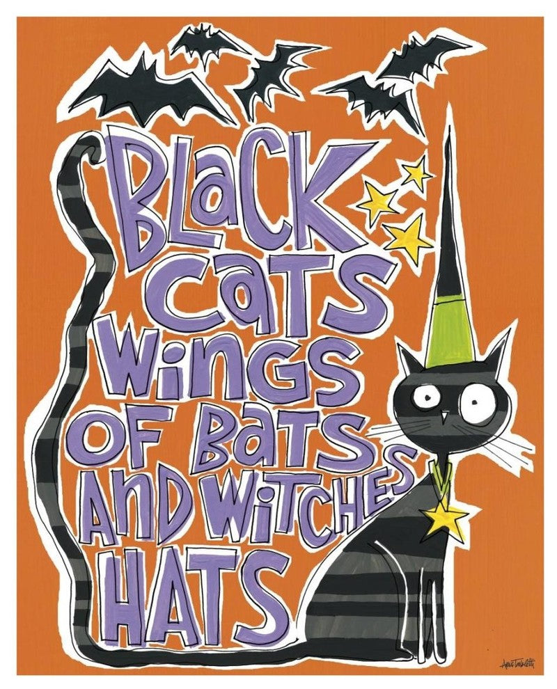 "Bats and Black Cats II" Digital Paper Print by Anne Tavoletti, 18"x22"