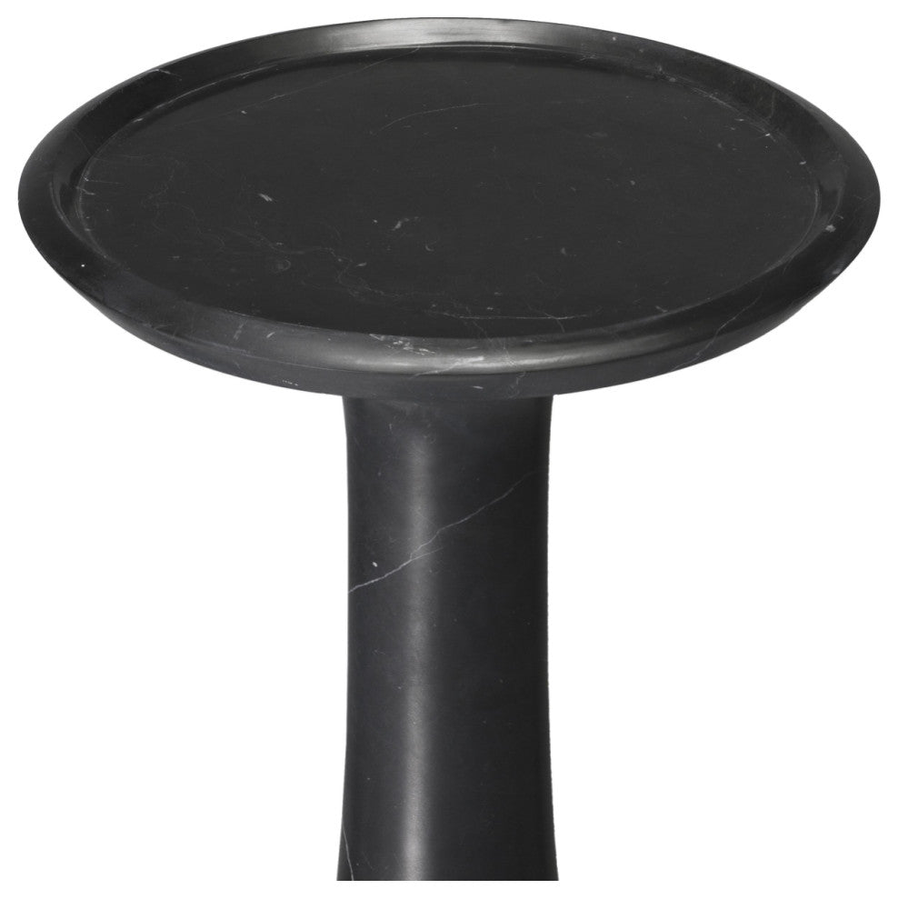 Solid Italian Black Marble High Side Table | Eichholtz Pompano