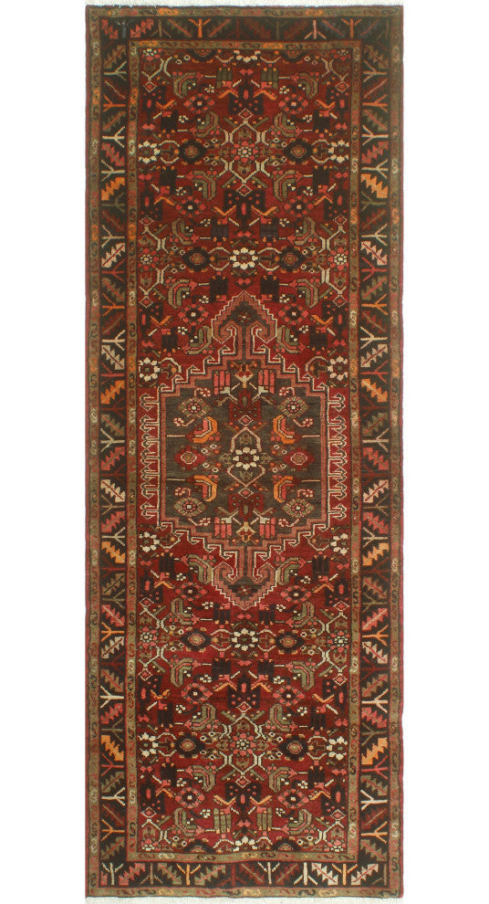 Fine Vintage Distressed Sindbad Red/Charcoal Runner, 3'2 x 9'6