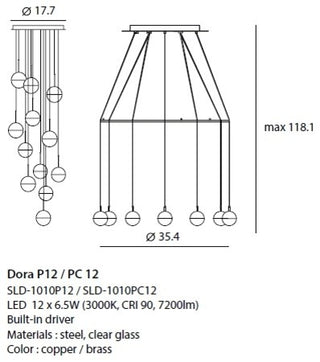 Dora Pendant 12, Brass