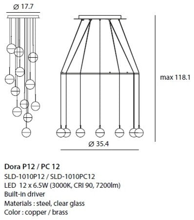 Dora Pendant 12, Brass
