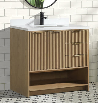 Ari Kitchen and Bath San Diego Bath Vanity, Oak, 36", Freestanding