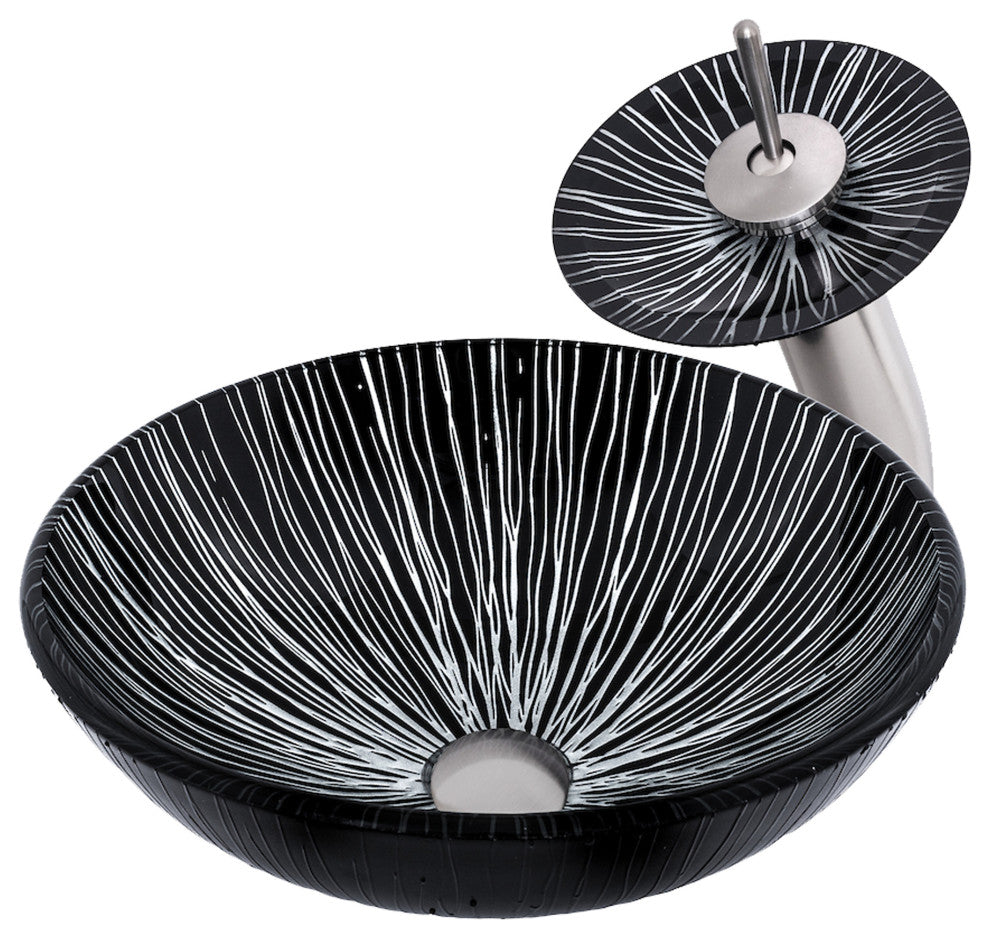 Godere Glass Vessel Sink Set, Brushed Nickel