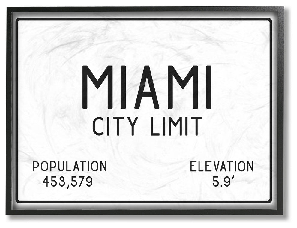 Miami City Limit, 11"x14", Framed Giclee Texturized Art