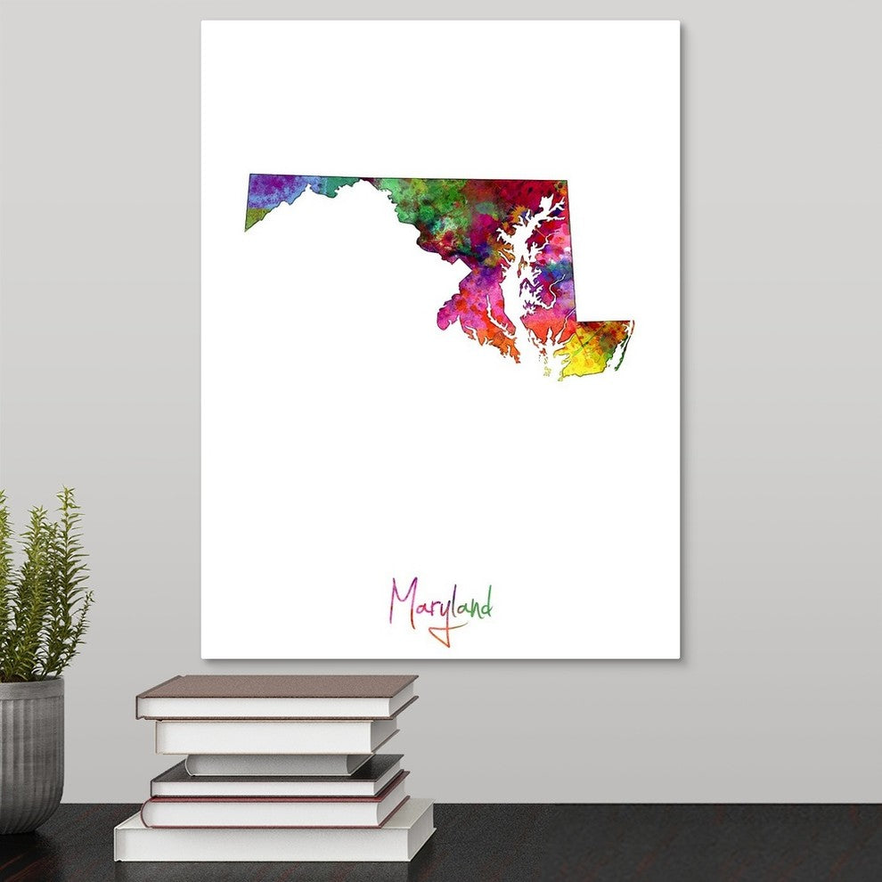 Maryland Map Wrapped Canvas Art Print, 12"x16"x1.5"