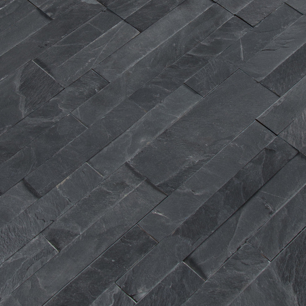 MSI SMOT-PNS-VNR-6MM-H 22" x 6" Cladding Mosaic Sheet - Honed - Midnight Ash