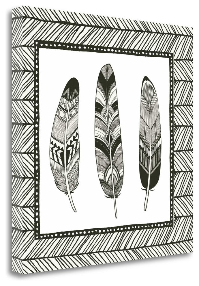 "Geo Feathers Square II" By Sara Zieve Miller, Giclee on Gallery Wrap Canvas