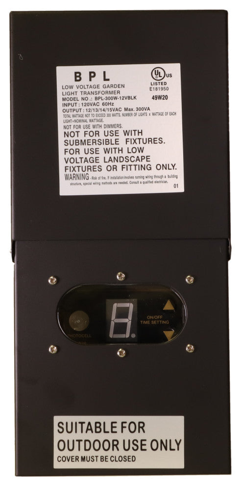 300W Multi Tap, 12-15V Metal Black Case Low Voltage Transformer